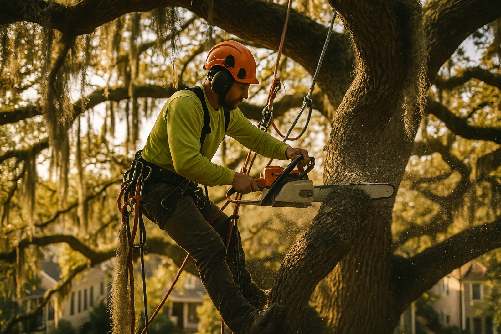Live oak canopy over a New Orleans street
